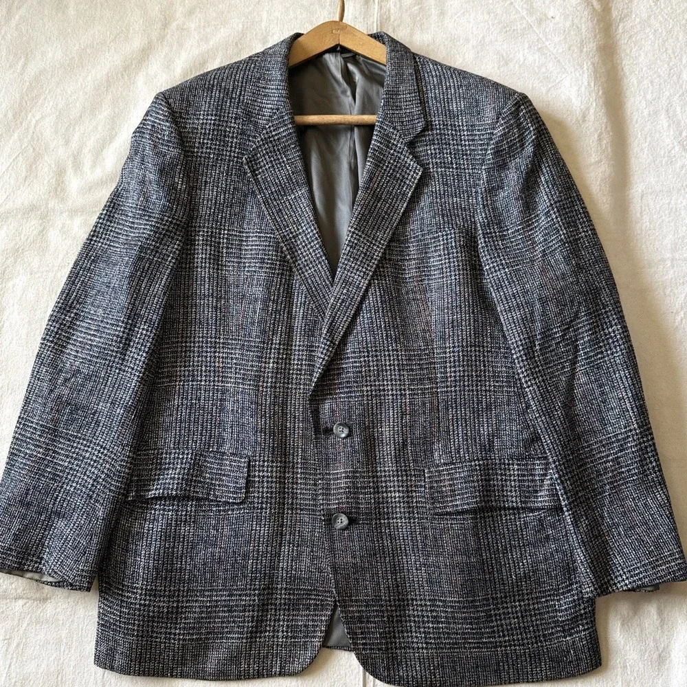VTG Christian Dior Monsieur Blazer Jacket Mens 40R 100% Silk Plaid Check